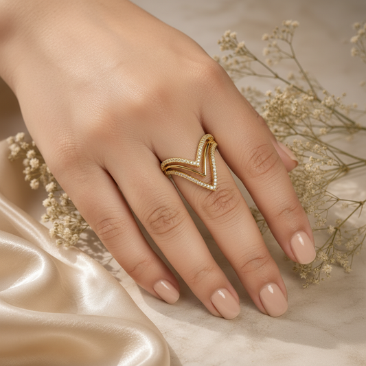 V-Shape Ring - On Hand