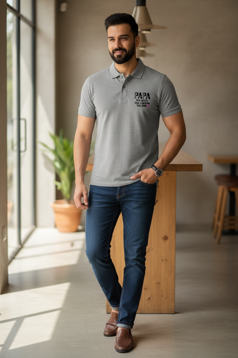 Grey Melange Polo