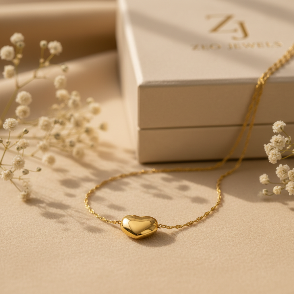 3D Heart Gold Pendant close-up detail