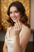 Gold Multi-Layer Crystal Ring on White Marble