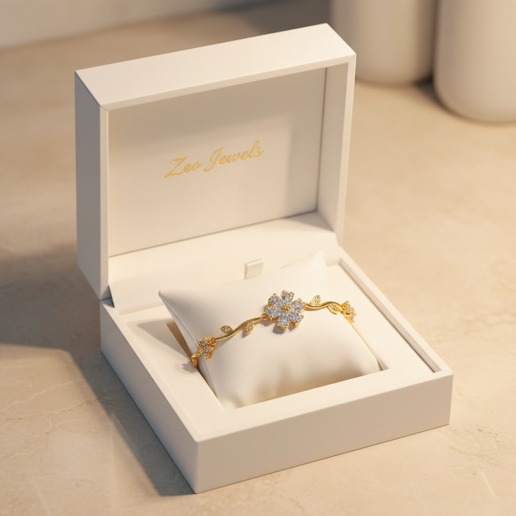 Zeo Jewels Gold Floral Bracelet in Gift Box