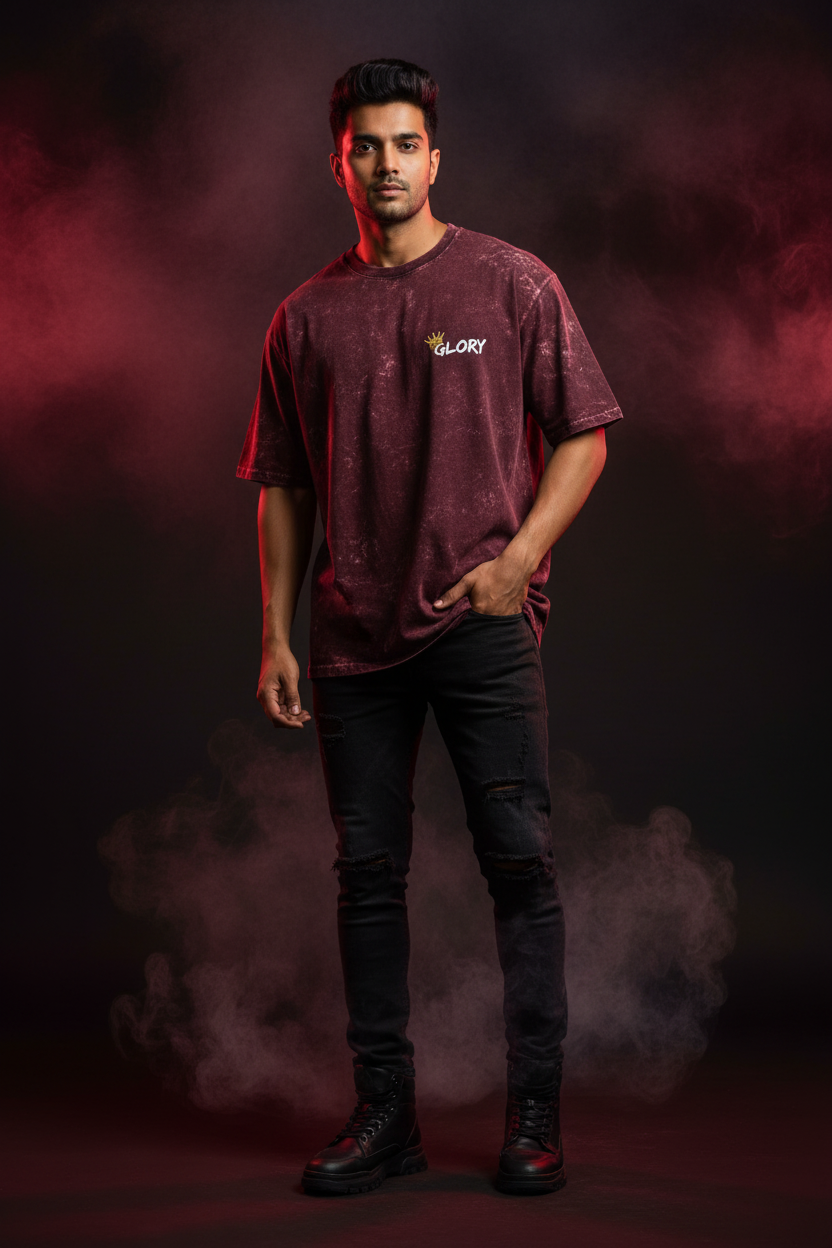 Maroon Acid Wash Front