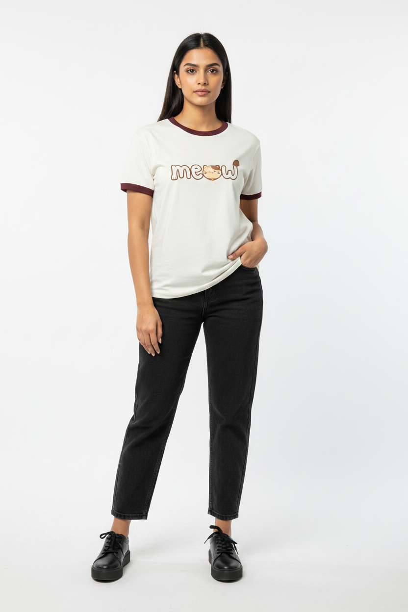 Maroon Ringer T-Shirt Wearing