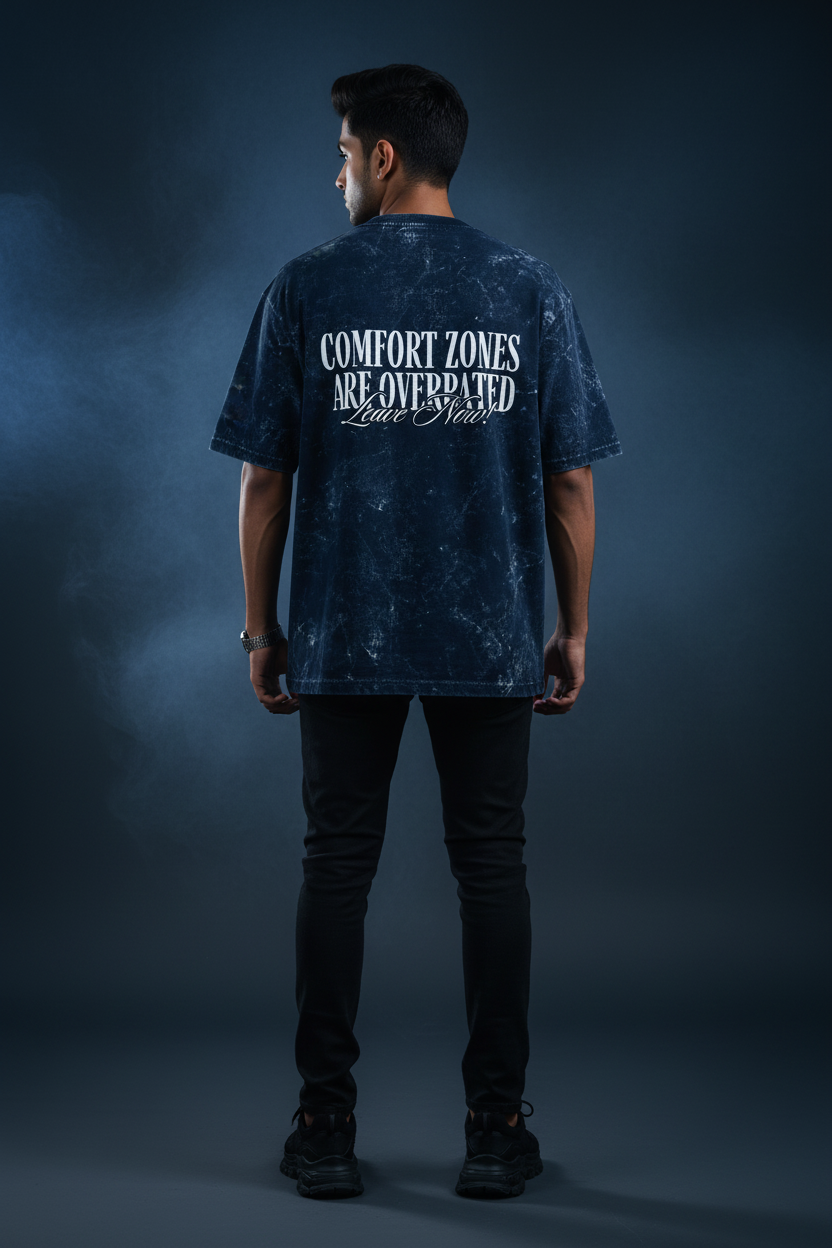 Navy Blue Acid Wash Back