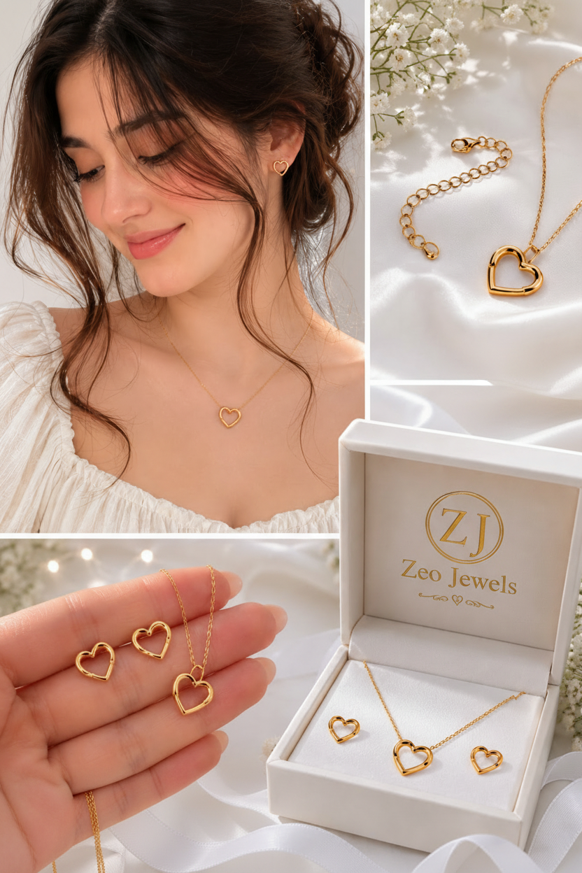 Heart Chain & Earrings Set ✨