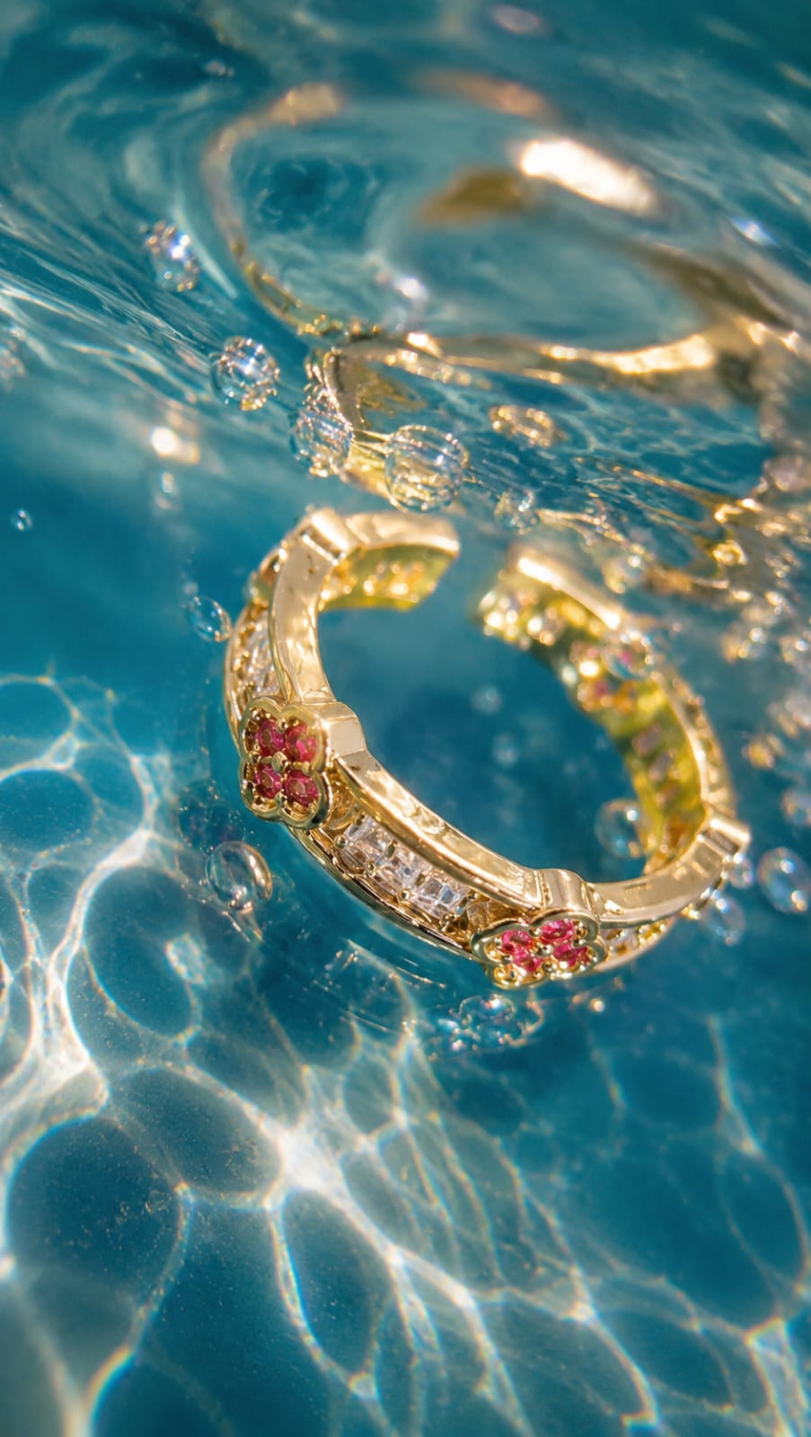 Tarnish Gold Ring with Red Diamond 💍