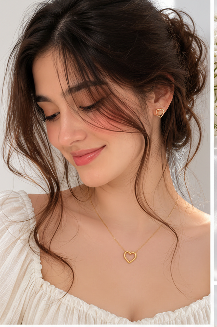 Heart Chain & Earrings Set ✨