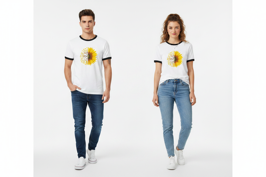 Unisex Ringer T-Shirt on Male & Female Model