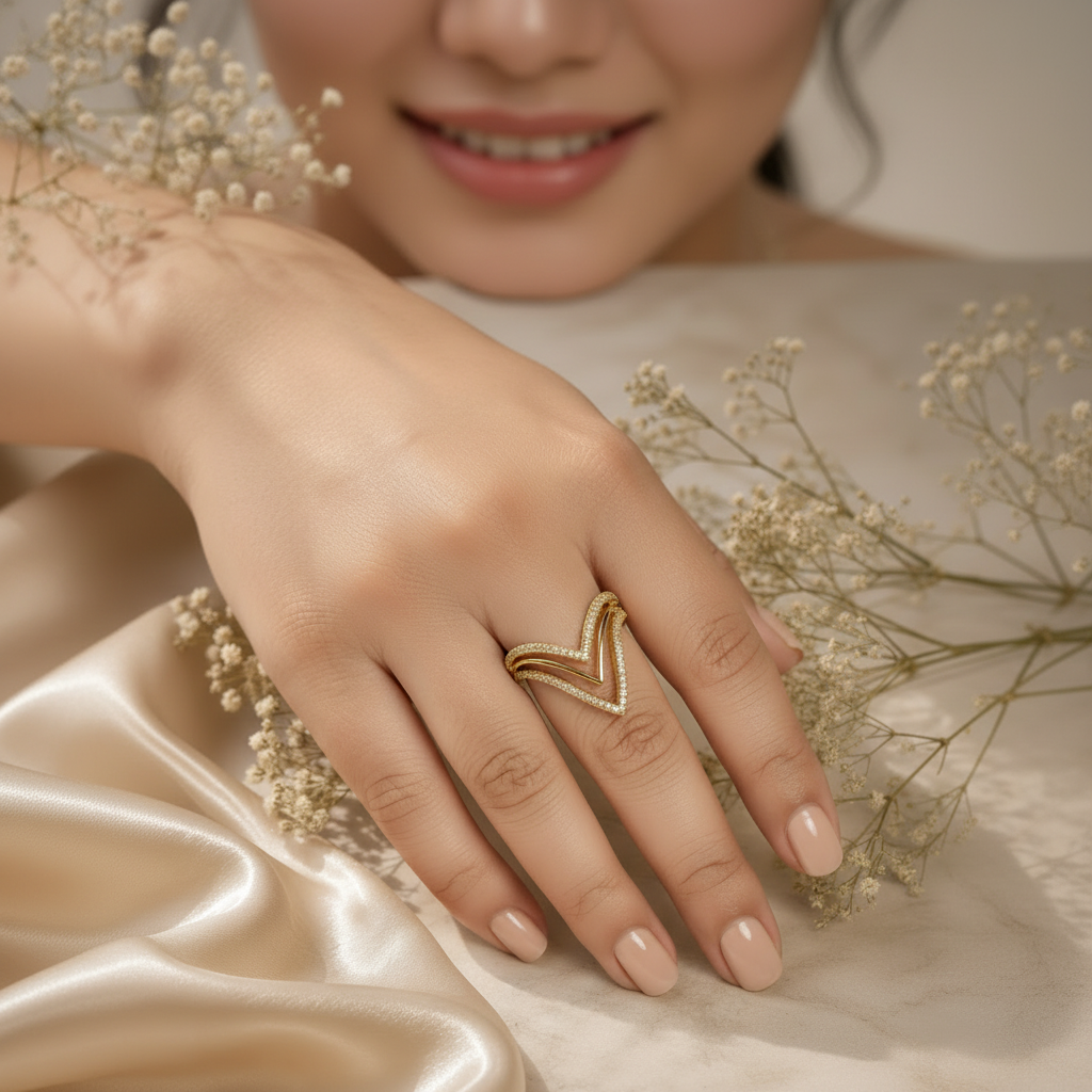 V-Shape Ring - On Hand