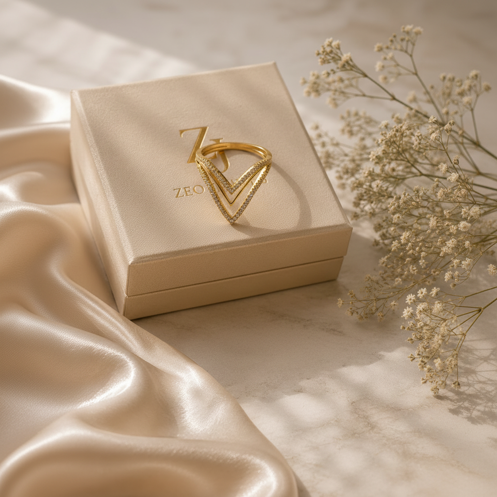V-Shape Ring - Zeo Jewels Box Side